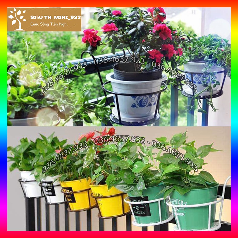 Giỏ treo chậu hoa ban công bằng Sắt cộng dày dặn treo hàng rào lan can cửa sổ