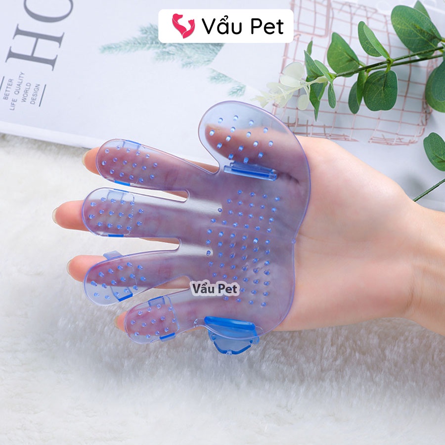 Bàn chải tắm cho chó mèo thú - Găng tay tắm Massage cho thú cưng Vẩu Pet Shop