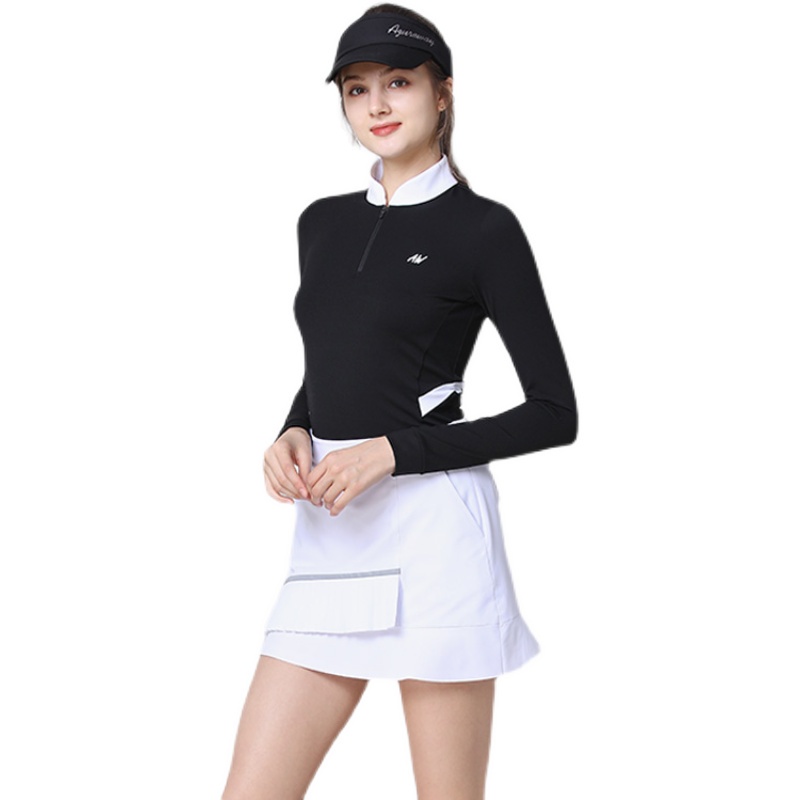Azureway Bộ Áo Thun Đánh GOLF Tay Dài Phối Chân Váy Xếp Ly Ôm Dáng Thoáng Khí Nhanh Khô Phong Cách Thu Đông Mới Cho Nữ Zew