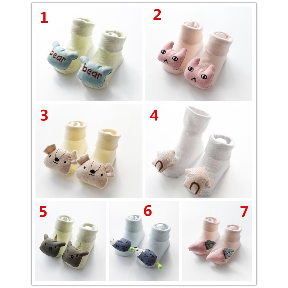 Vớ cotton chống trượt họa tiết hoạt hình 3D cho bé