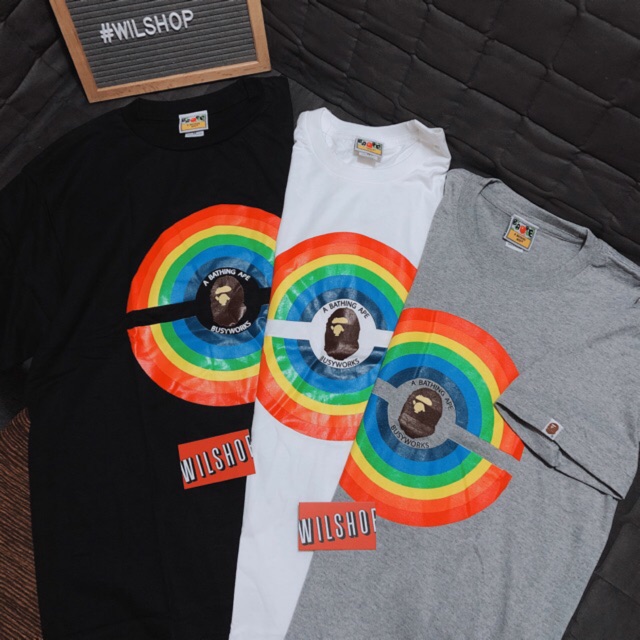 (M, L) BAPE RAINBOW - ÁO THUN UNISEX