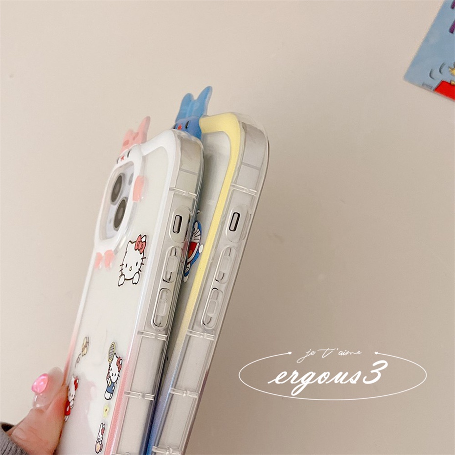 Ốp Điện Thoại Mềm Hình Hoạt Hình Kitty Và Doraemon Cho iPhone 14 13 12 11 Pro Max SE2020 X XR Xs Max 7 8 6 6s Plus