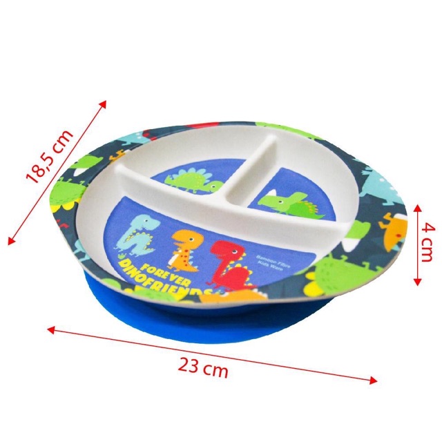 Khay ăn chia ngăn cho bé bamboo khay ăn chống lật đế Silicon bé ăn dặm BLW - Royalcare