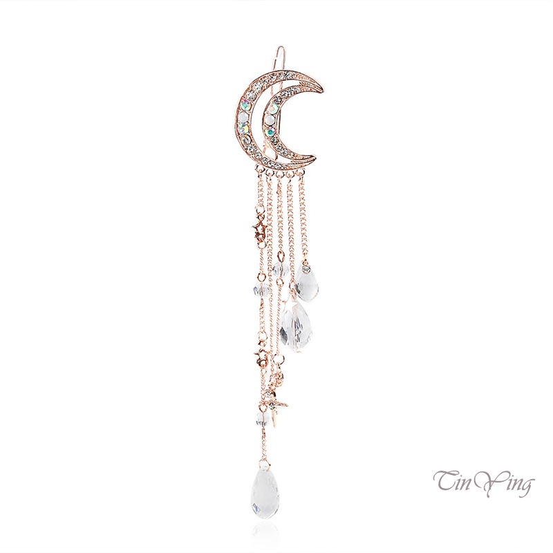 GETNOIVAS Kẹp Tóc Hình Mặt Trăng Đính Đá Đơn Giản Thanh Lịch Cho Nữ