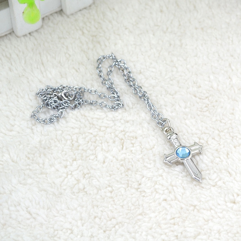 Dây chuyền mặt thánh giá đính đá pha lê phong cách anime Fairy Tail