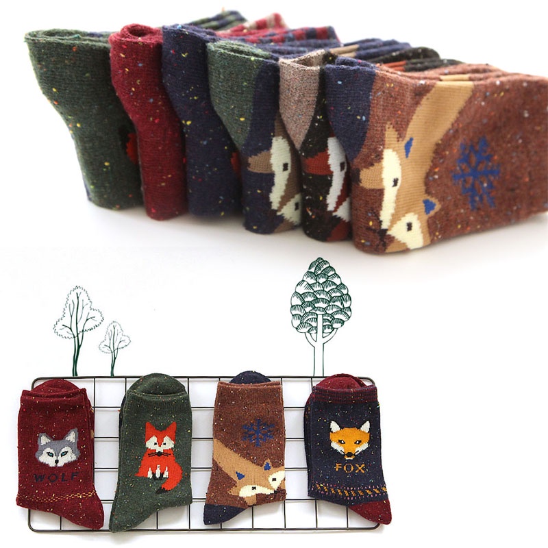 Đôi Vớ Cotton HọA TiếT ĐộNg VậT Dễ Thương ThờI Trang Cho Nữ