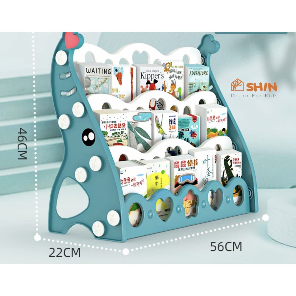 Kệ sách trẻ em SHIN kệ sách nhựa kèm khay đựng đồ chơi đa năng