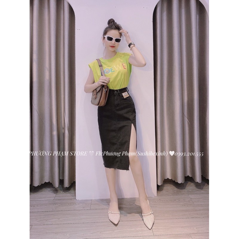 chân váy xẻ đen