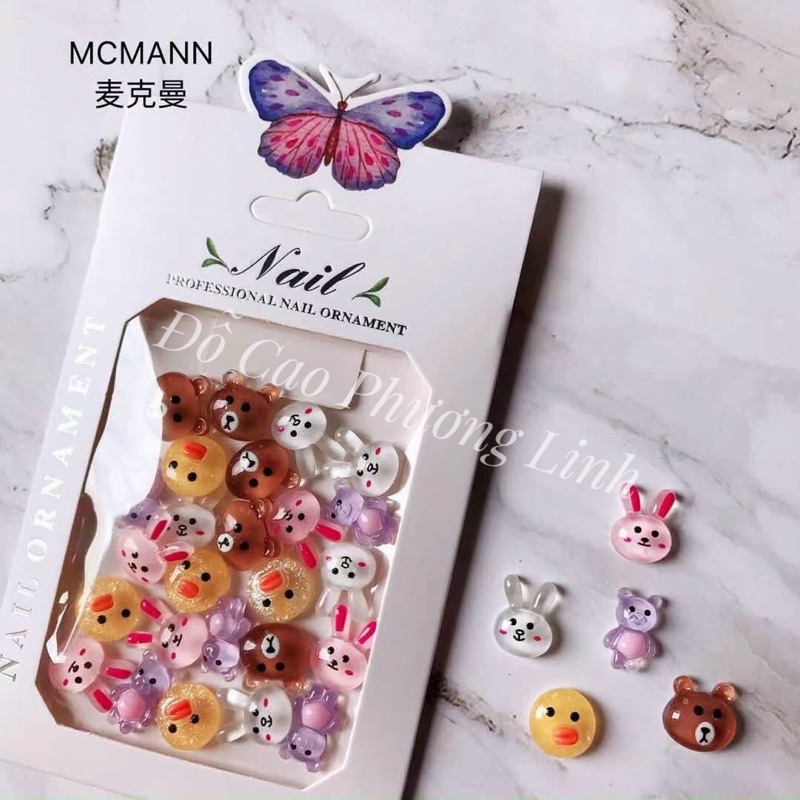 Phụ kiện gấu làm nail , set phu kiện hoa , nơ , gấu làm nail ib shop chọn mẫu hoặc ngẫu nhiên