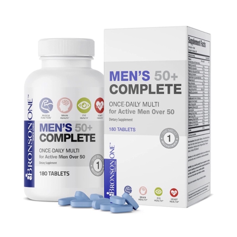 Vitamin tổng hợp cho Nam/ Nữ trên 50+ Bronson ONE Daily Mens 50+ Complete Multivitamin Multimineral 180 viên USA