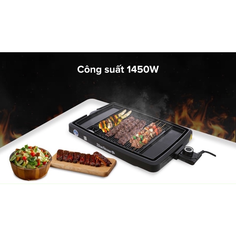 Bếp vỉ nướng điện BBQ Không  Bluestone EGB-7406 1400w Chống Dính Men Đá Siêu Bền Bảo hành 24 tháng