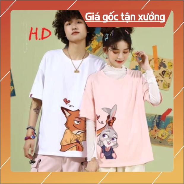 Áo phông nam nữ SWEET2812 💖FREESHIP💖Áo đôi cáo cầm tai thỏ HDN875