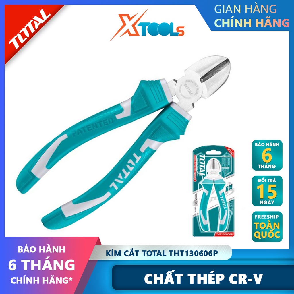 Kìm cắt dây điện TOTAL THT130606P Kìm tuốt dây điện Kích cỡ 6&quot;/160mm thép CR-V, tay cầm cách điện,bọc cao su chống trơn