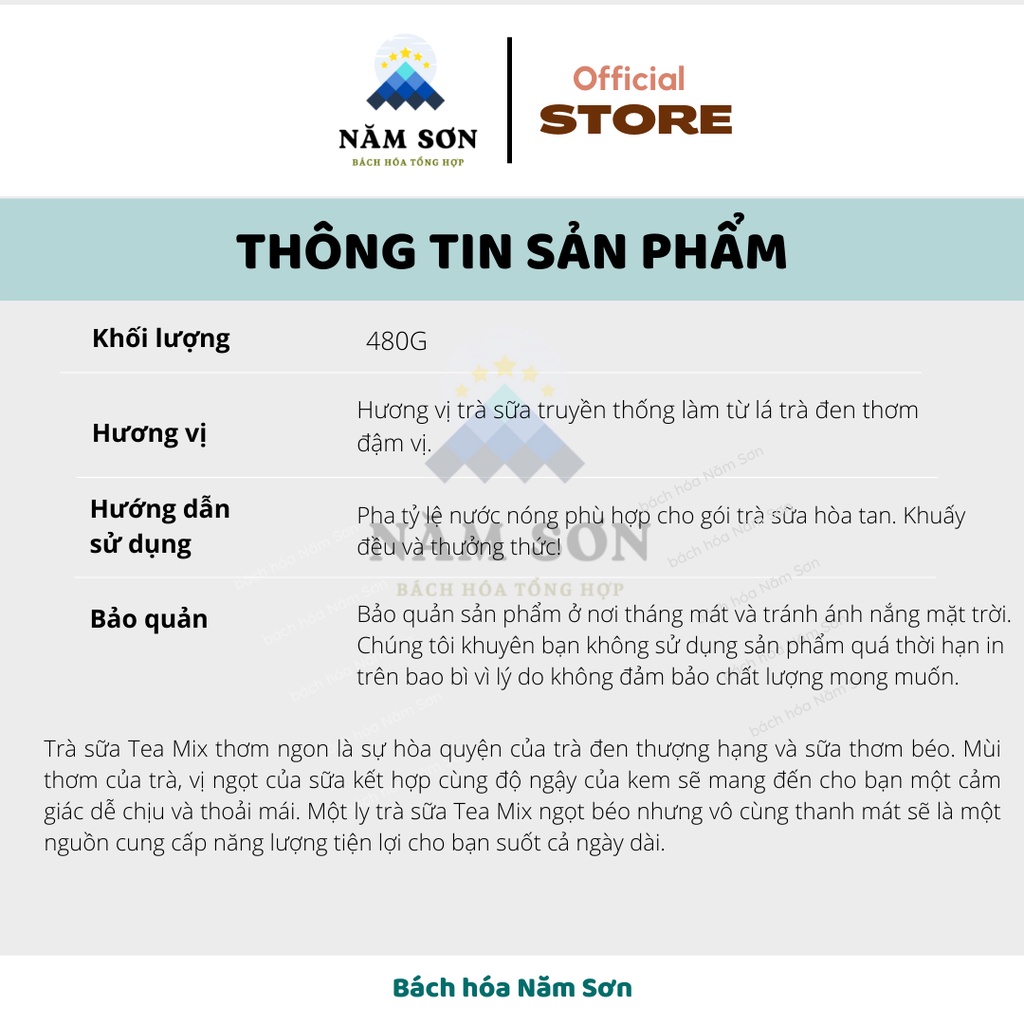 Trà sữa Tea mix Trần Quang bịch 480g