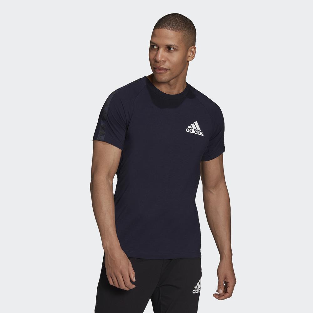 Áo Tee adidas TRAINING Nam AEROREADY Designed to Move Sport Motion Logo Tee Màu xanh dương H28784