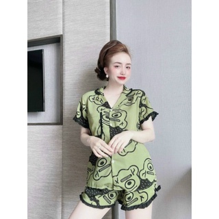 (BỘ NỮ 40-58KG) BỘ PIJAMA ĐÙI NỮ LỤA MANGO LOẠI 1