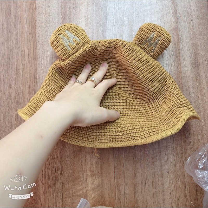 MŨ TAI GẤU CHỮ M SIÊU CUTE CHO NỮ VÀO MÙA HÈ ĐI CHƠI DU LỊCH SỐNG ẢO-giadungxinhshop