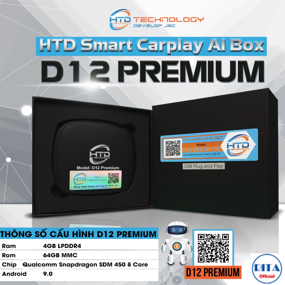 HTD D12 Premium - Android Box Cho ô tô - Ram 4G, Rom 64GB