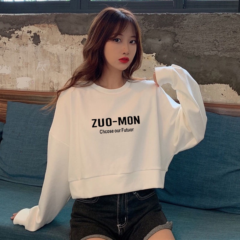 Áo Sweater Tay Dài Dáng Rộng Mỏng Ngắn Phong Cách Hàn Quốc Thời Trang Cho Nữ