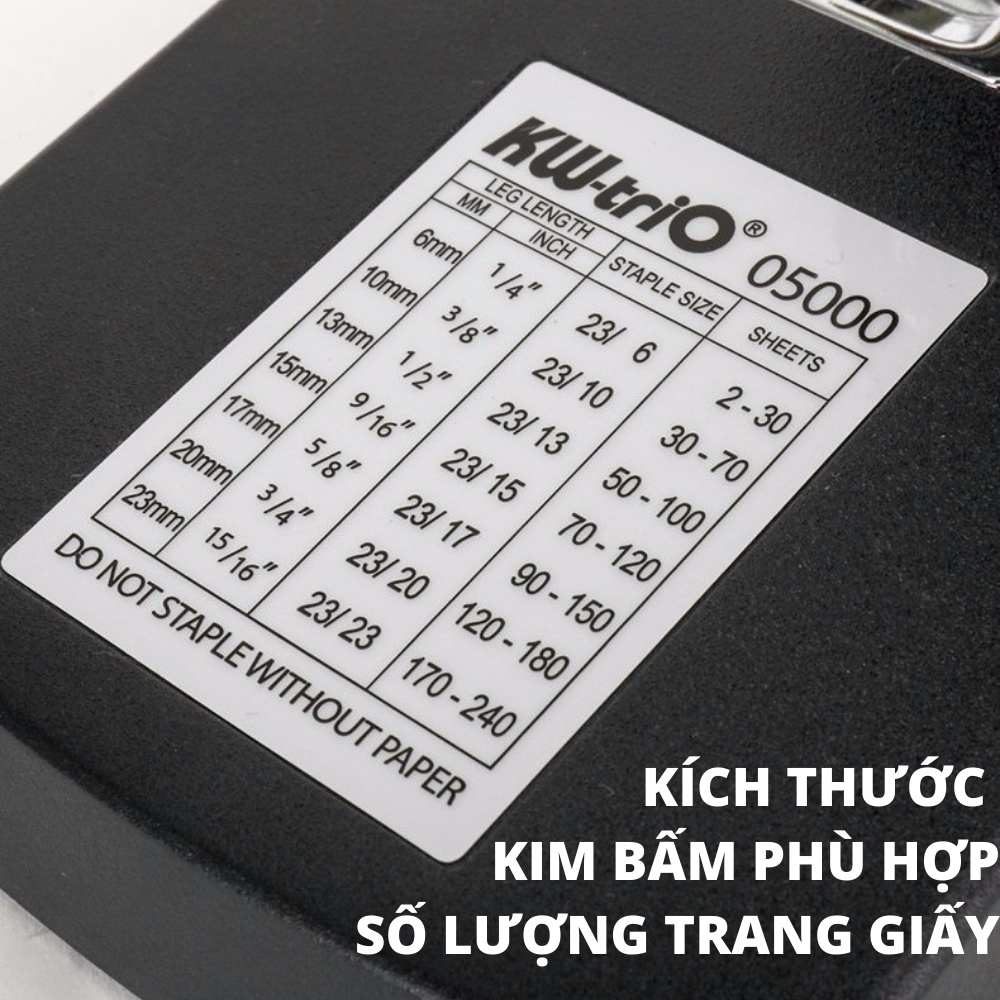 Bấm kim dài Kw-trio 05000 - Dập ghim đại  240 tờ cỡ lớn | Hàng chính hãng - 1 chiếc