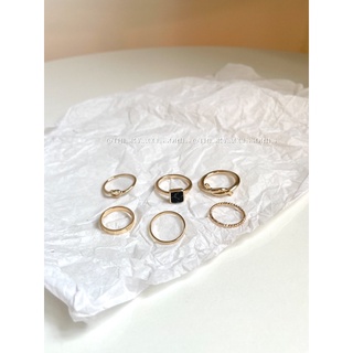 Set nhẫn 6 chiếc màu vàng hình vuông đen marble 𝙏𝙝𝙚 𝙎𝙠𝙮 𝘼𝙘𝙘𝙚𝙨𝙨𝙤𝙧𝙞𝙚𝙨