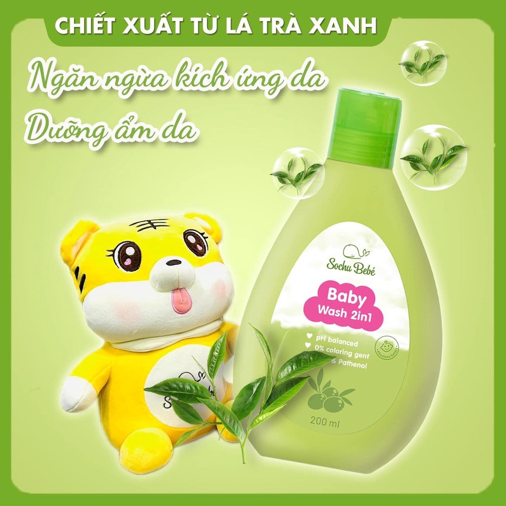 Sữa tắm gội cho bé baby wash 2 in 1 - Sochu bebé 200ml - Tặng Kèm Gấu Bông