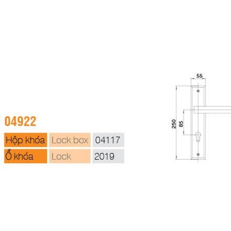 KHÓA CỬA ĐI TAY GẠT HỢP KIM VIỆT TIỆP 04922