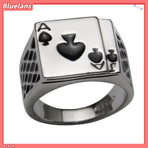 Nhẫn mạ vàng trắng 18K thiết kế hình lá bài cá tính