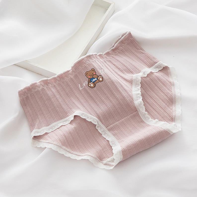 Quần Lót Nữ Cotton Tăm Hoạ Tiết Lucky Heart Thỏ xanh Gấu Nâu Siêu Xinh 485