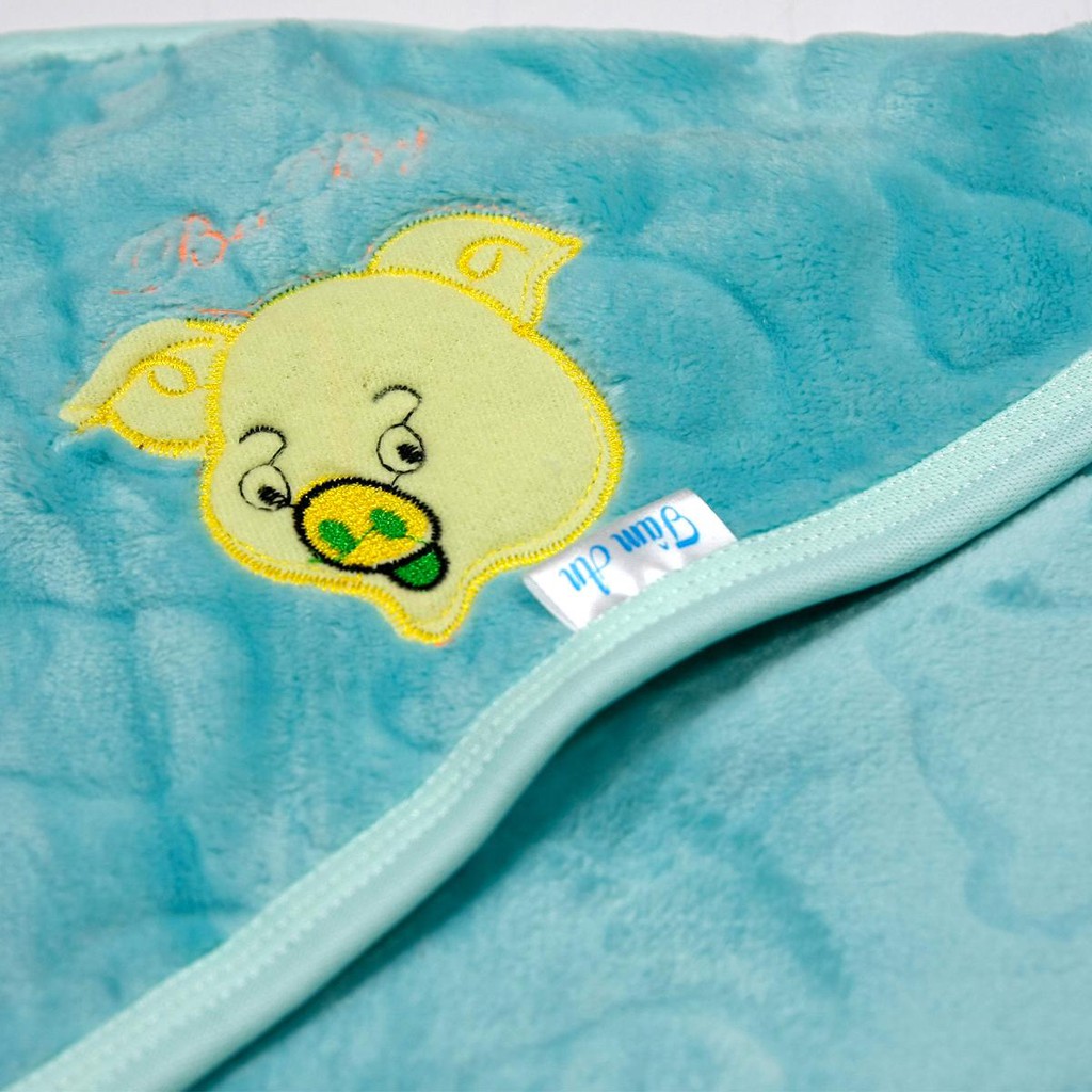 Chăn ủ nhung tuyết HÀNG ĐẸP có mũ cực mềm, mịn, an toàn và giữ ấm cho bé sơ sinh