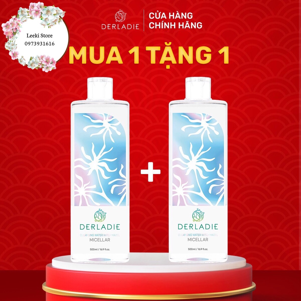 Nước tẩy trang Derladie Cleansing Water Witch Hazel làm sạch, ngừa mụn trên da