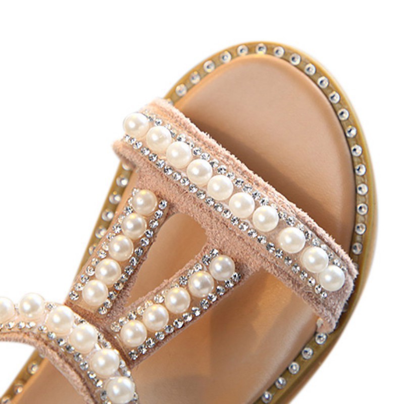 Giày sandal đính ngọc trai dễ thương cho bé gái