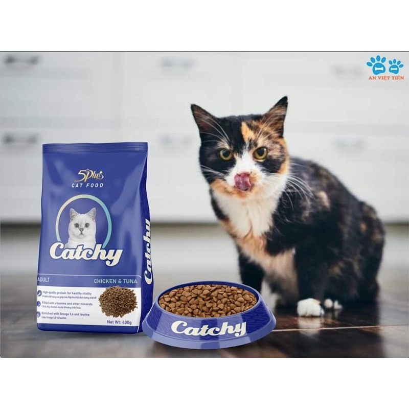 Thức ăn hạt Catchy 5plus dành cho mèo con và mèo lớn từ thịt gà và cá ngừ 400g - Thức ăn cho mèo - Kitty Pet Shop BMT