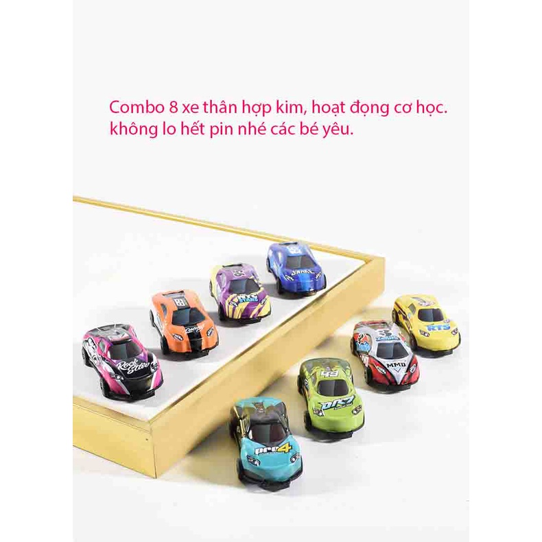 (sẳn hàng TP.HCM) Combo 8 xe hợp kim lên cos, xe bật nảy, nhào lộn xoay 360 độ, mầu sắc tinh xảo mới lạ.