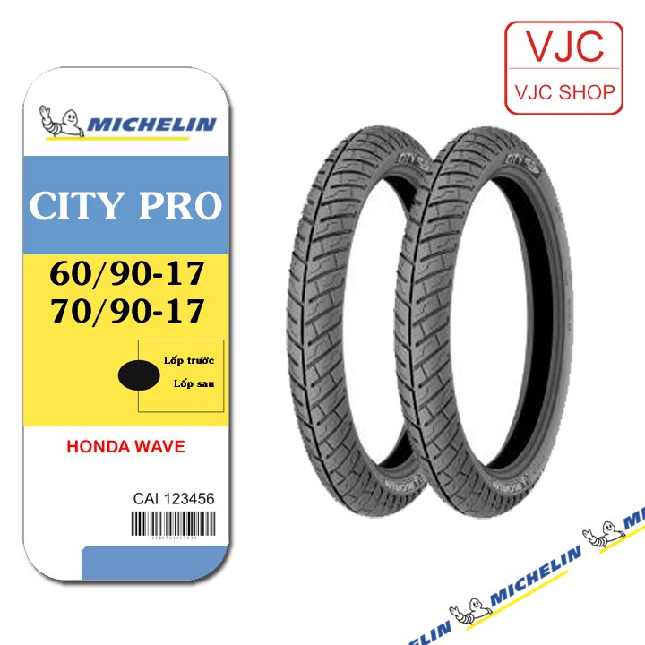 Lốp xe Honda Wave sử dụng Michelin 60/90-17 và 70/90-17 City Pro loại lốp dùng săm