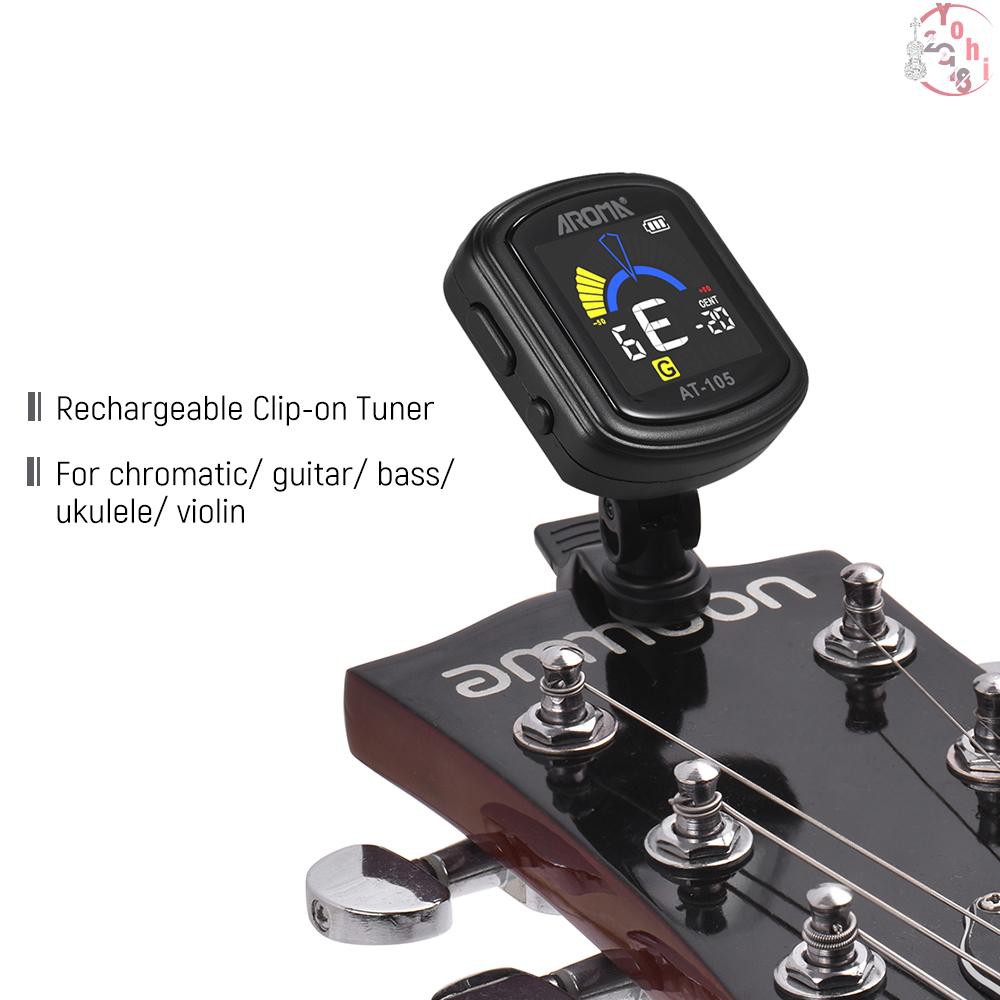 Bộ điều chỉnh dây đàn dạng kẹp có thể sạc lại Aroma AT-105 tích hợp pin cho đàn Violon/Guitar/Bass/Ukulele