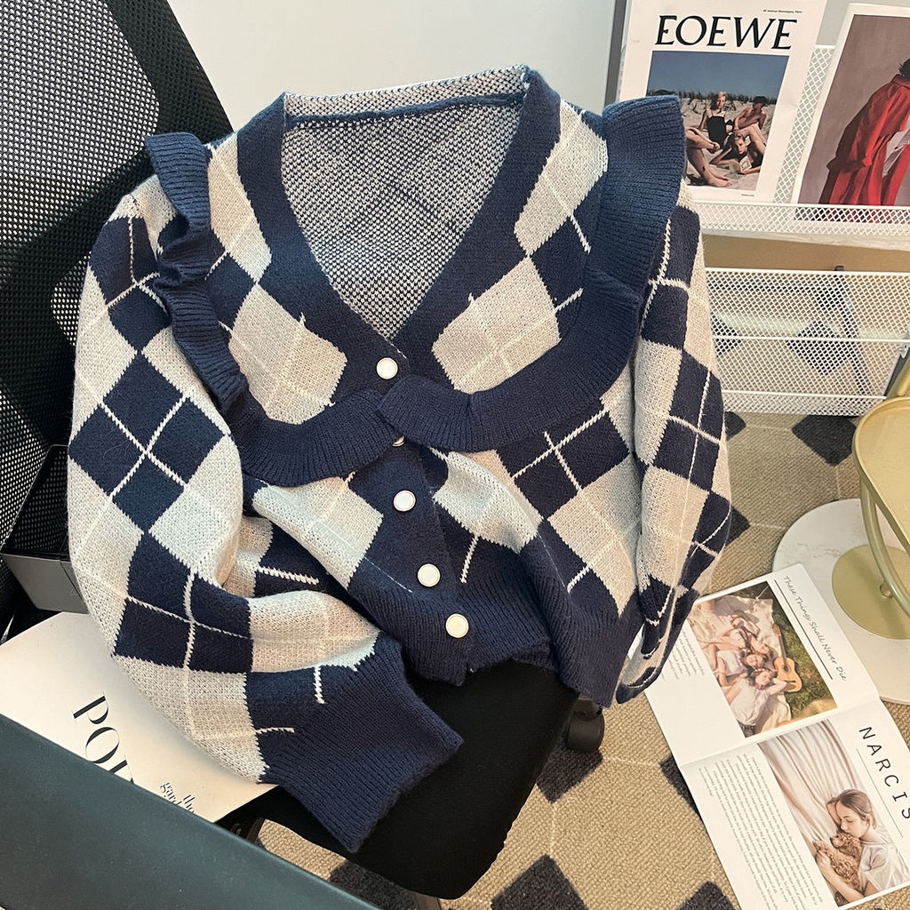 Áo Khoác cardigan Dệt Kim Cổ Búp Bê Thiết Kế Mới Thời Trang Mùa Thu Đông Dành Cho Nữ