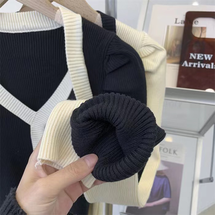 Áo Sweater Dệt Kim Tay Phồng Hở Vai Thời Trang Mùa Thu Cho Nữ