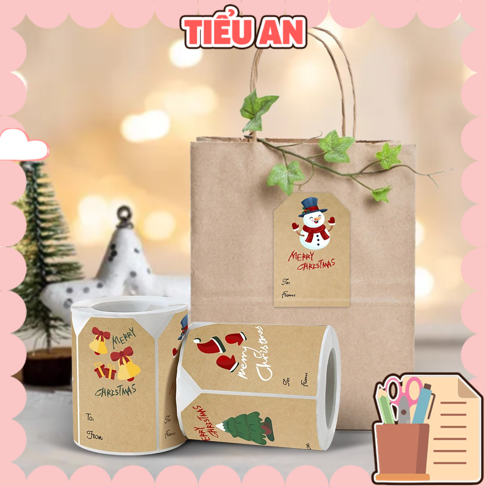[Mới Về] Cuộn (250 tem) Sticker Thank You Hình Chú Mèo &amp; Noel Xinh Xắn Trang Trí/ Quà Tặng/ Gói Hàng (7.5x5cm)