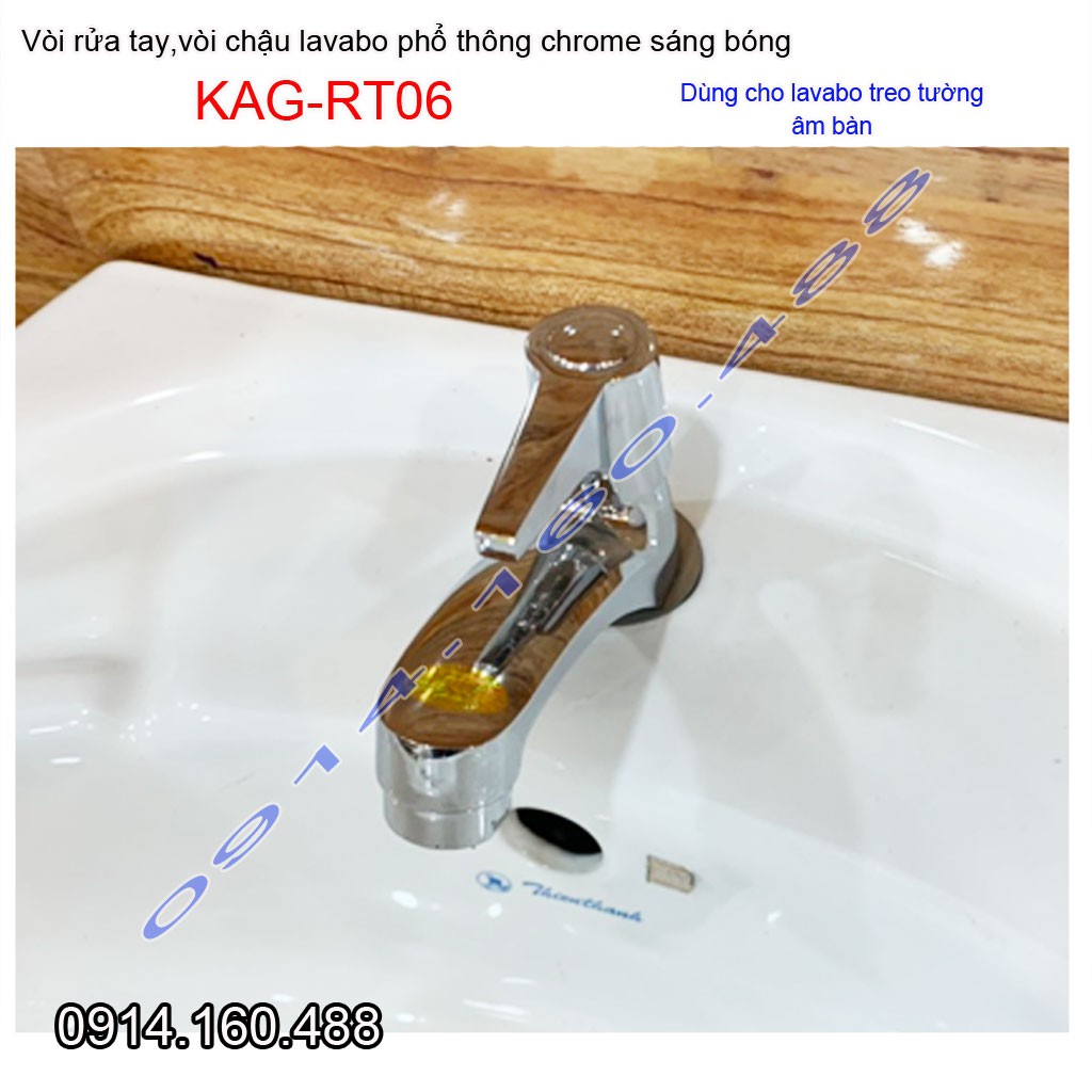 Vòi lavabo lạnh KAG-RT06, vòi chậu rửa mặt tay vuông gạt chome bóng nước mạnh sử dụng tốt siêu bền