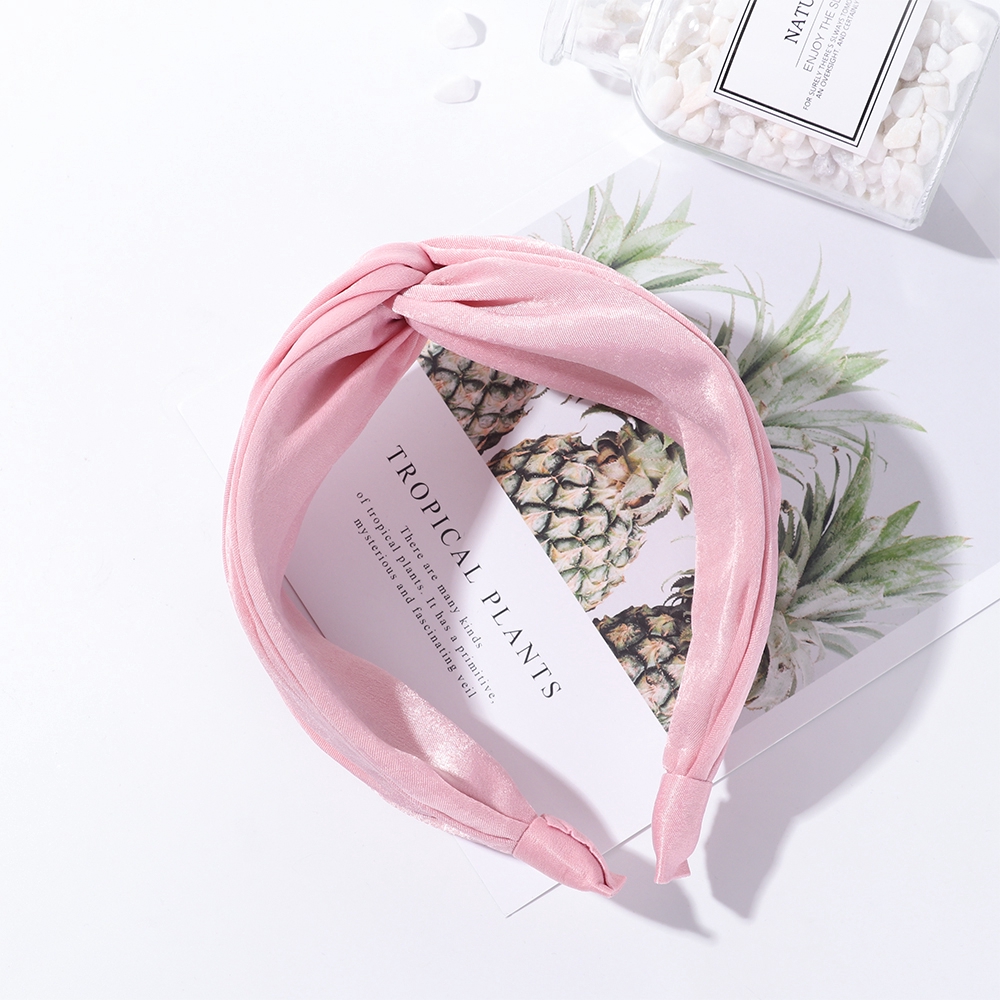 Băng đô cài tóc vải chiffon phối cotton bản to cho nữ