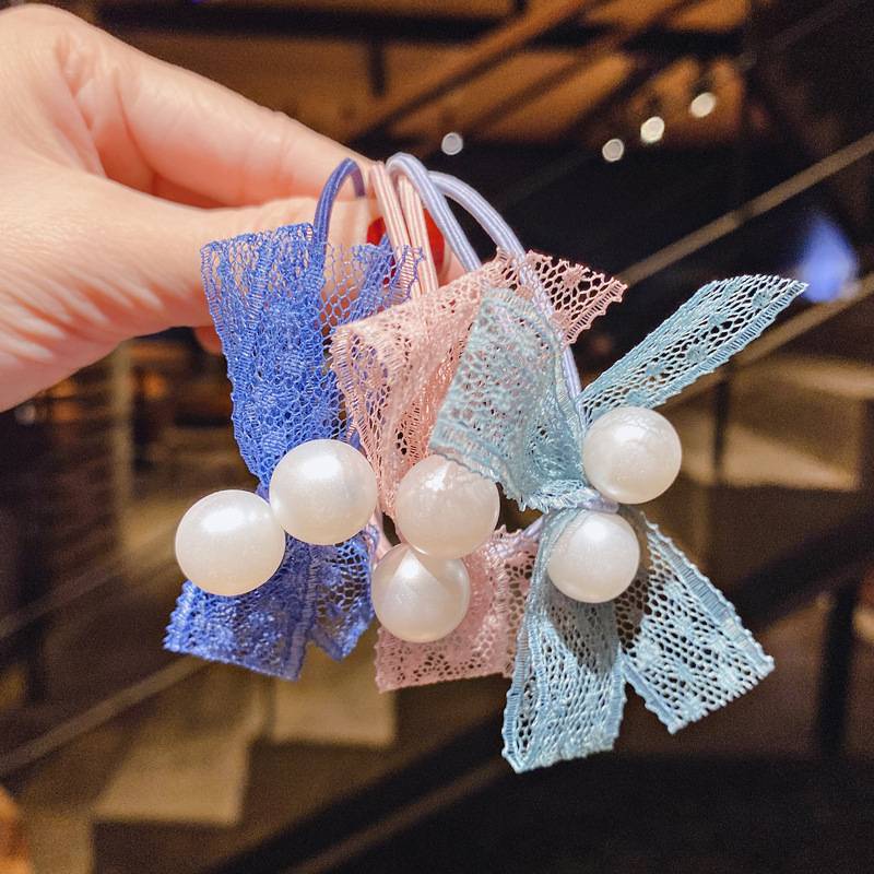 Dây Buộc Tóc Đính Ngọc Trai Phối Nơ Xinh Xắn Cho Nữ