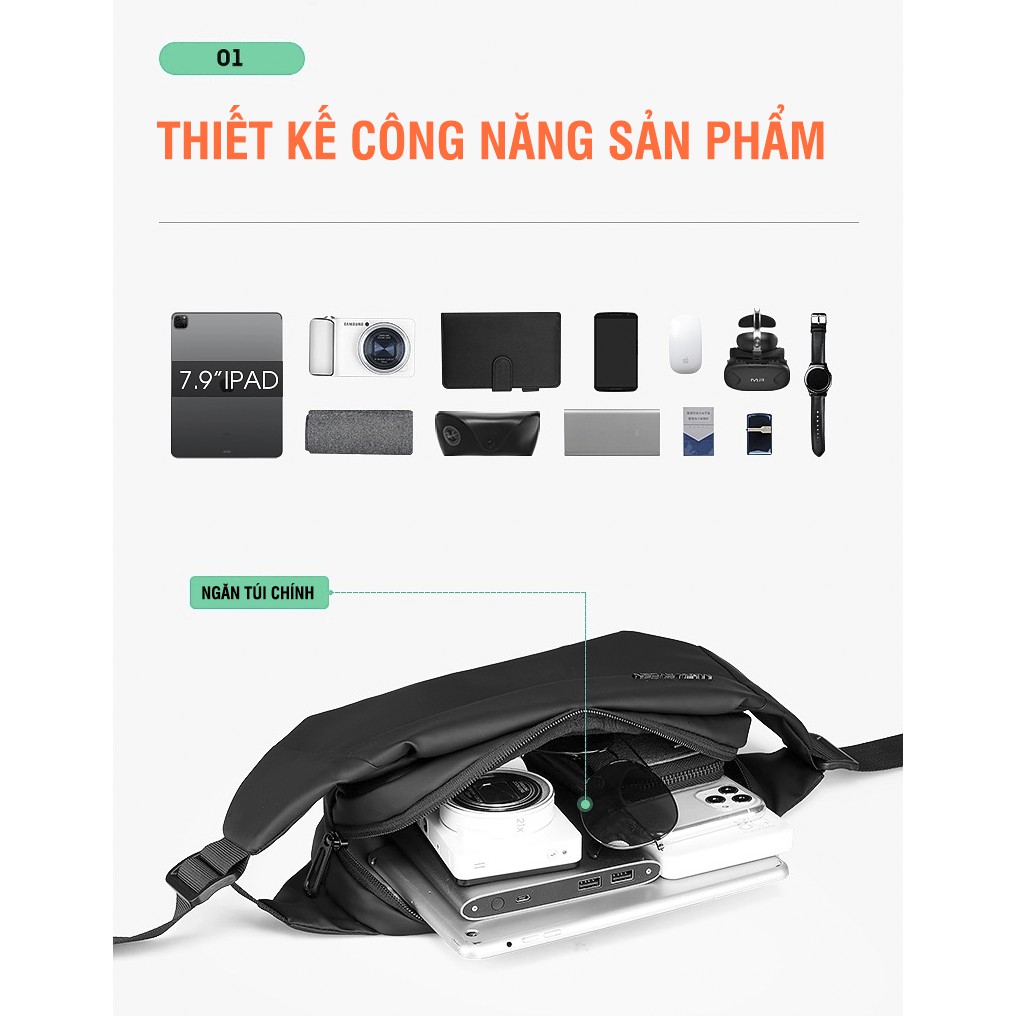 [HÀNG CHÍNH HÃNG BAO ĐẸP!!] Túi Đeo Chéo Nam MARK RYDEN FI2 (CHEST BAG) Cao Cấp - Chống Thấm Nước | BigBuy360 - bigbuy360.vn