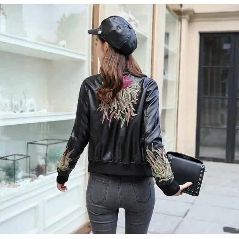 (minqate) Áo Da Thêu Hàng Quảng Châu Cao Cấp Hàng Sịn (sẵn kho)