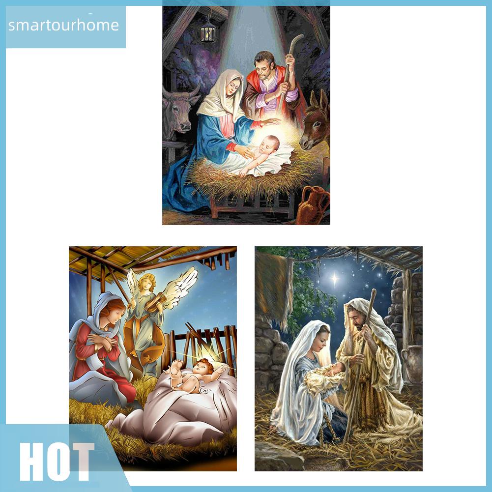 Bộ Tranh Thêu Chữ Thập Diy Hình Chúa Jesus 11ct
