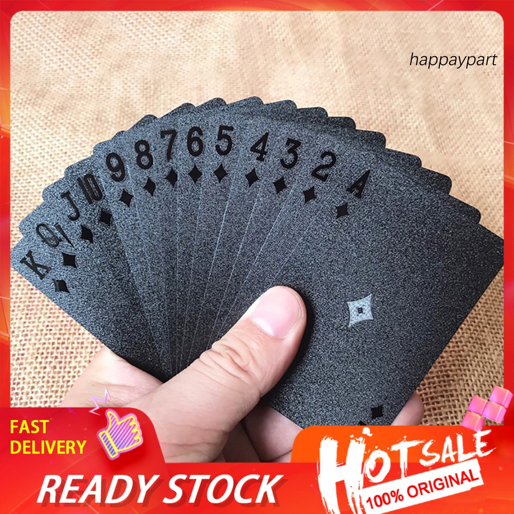 QTRYP_2Sets Waterproof Black Playing Poker Card Bar Party KTV Night Board Game Prop