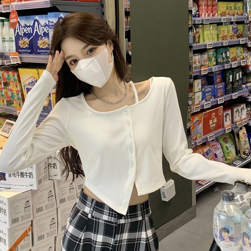 Áo Croptop Tay Dài Dáng Ôm Lưng Cao Thời Trang Cho Nữ