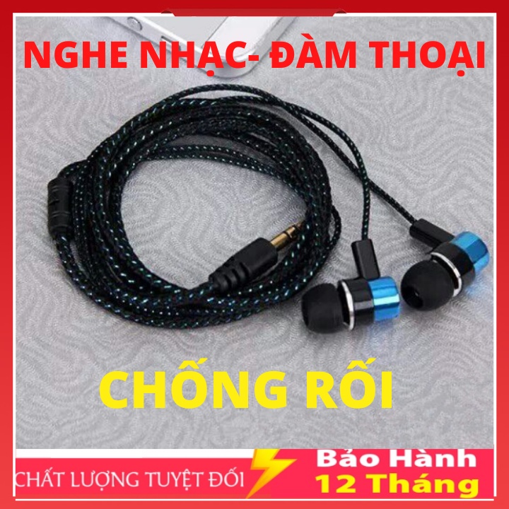 Tai Nghe Nhét Tai Mp3 / MP4 Có Micro Jack 3.5mm Chống Dối Cho Điện Thoại Androi Và Ios