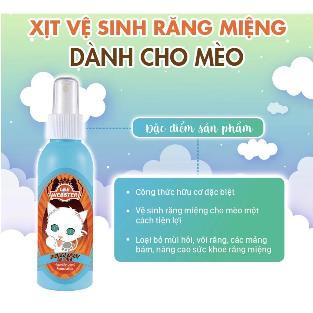 XỊT VỆ SINH RĂNG MIỆNG CHO MÈO LEE&amp;WEBSTER - 130ML
