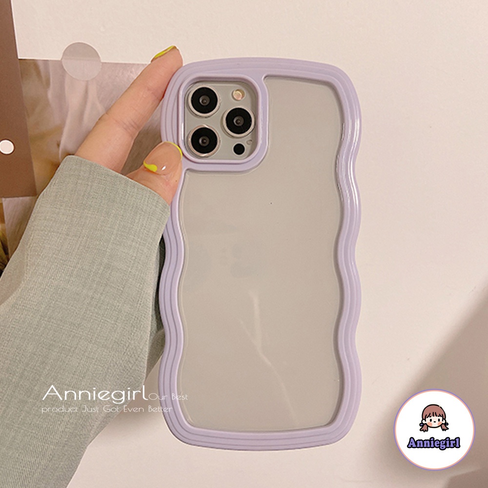 Ốp Điện Thoại Chống Sốc Màu Macaron Viền Lượn Sóng Cho IPhone 13 12 11 Pro Max 8 7 Plus X XS XR